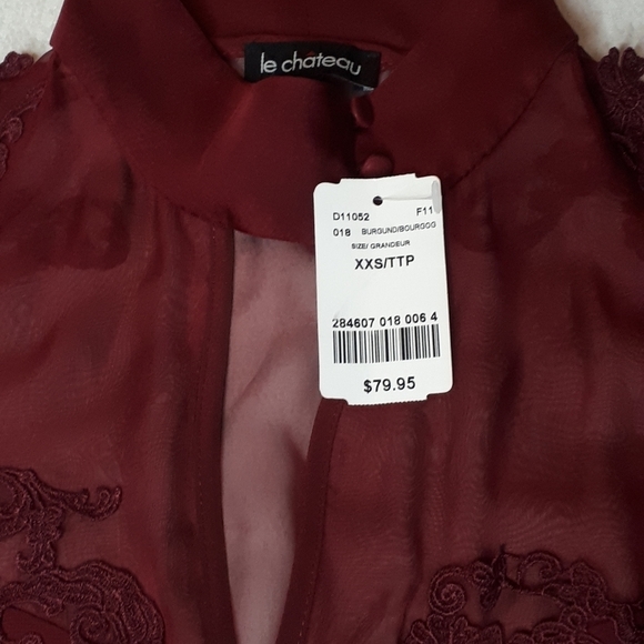 Le Chateau Blouse Burgandy Size Xxs - Picture 3 of 8